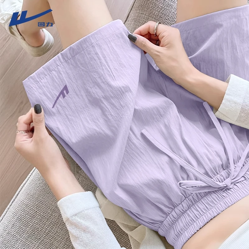 回力冰丝短裤女款2025爆款夏天运动透气三分裤外穿多巴胺穿搭裤子