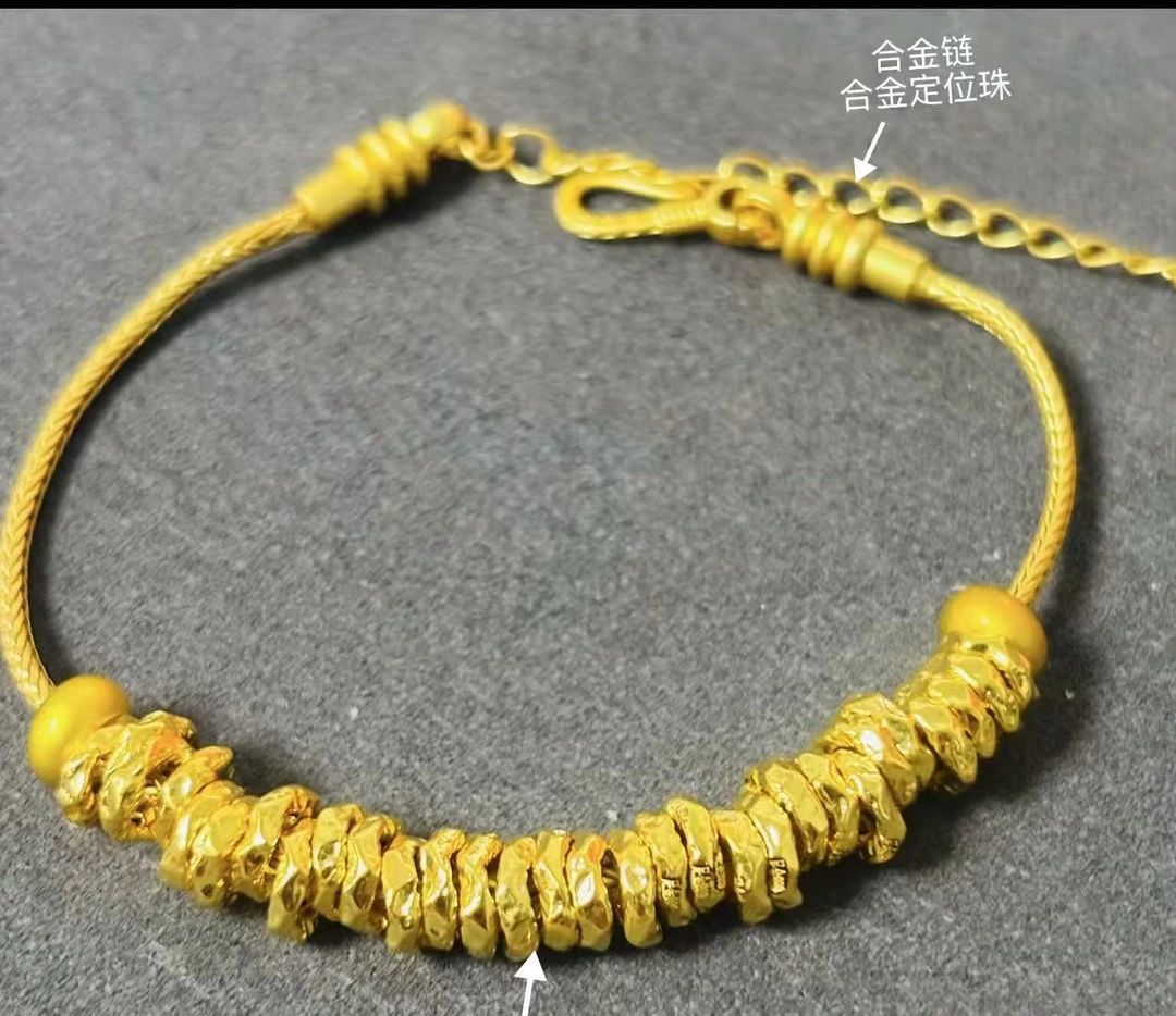 足金999盘缠配件卡6mm黄金工厂直供纯金盘缠赠合金链