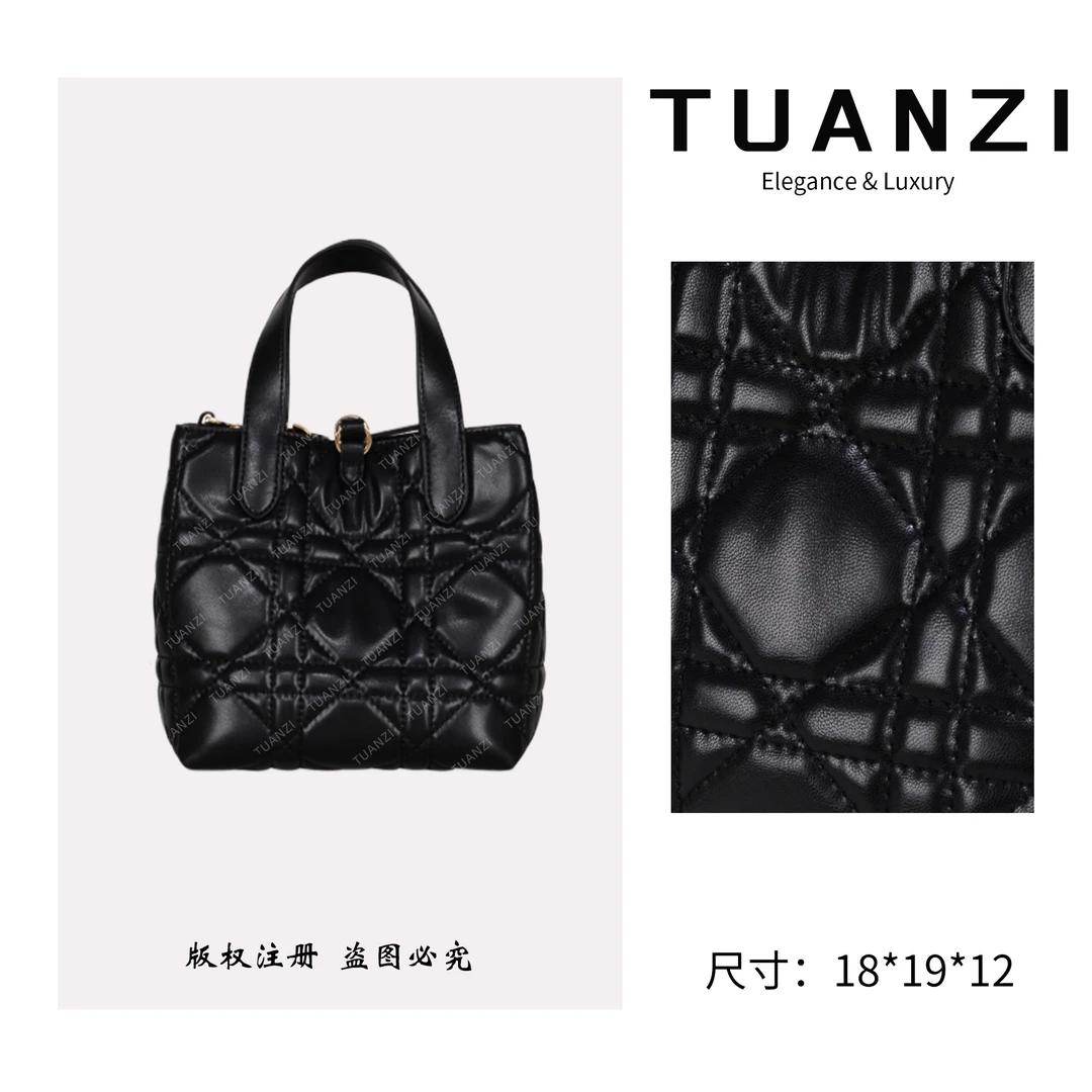 TUANZI【Toujours】C＆D秋冬新款18cm手提斜挎包 GQ-70221-黑色