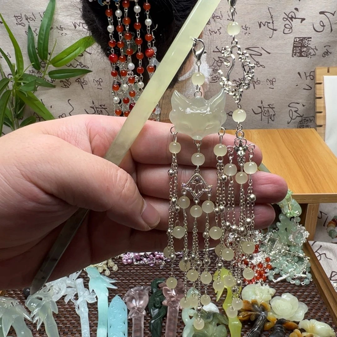 蛇纹石玉合金发饰