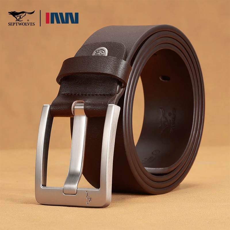 七匹狼皮带男真皮针扣时尚韩版裤带男休闲百搭正品纯牛皮腰带男潮