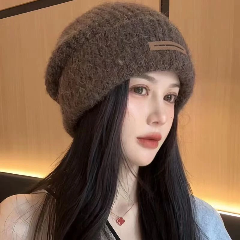 秋冬网红新款百搭保暖堆堆帽时尚休闲毛线帽子女护耳防寒针织帽潮
