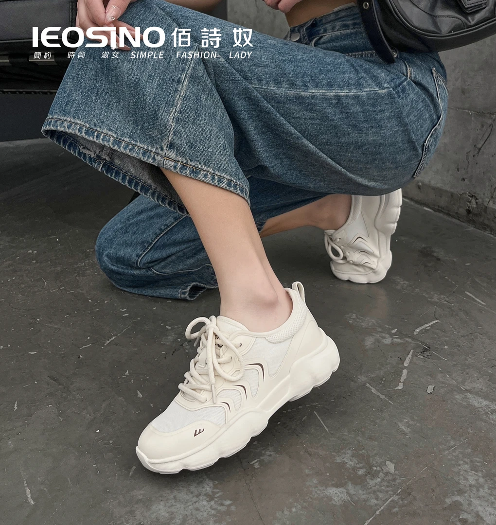 456544336佰诗奴2025新款轻便透气休闲鞋百搭厚底增高运动女鞋