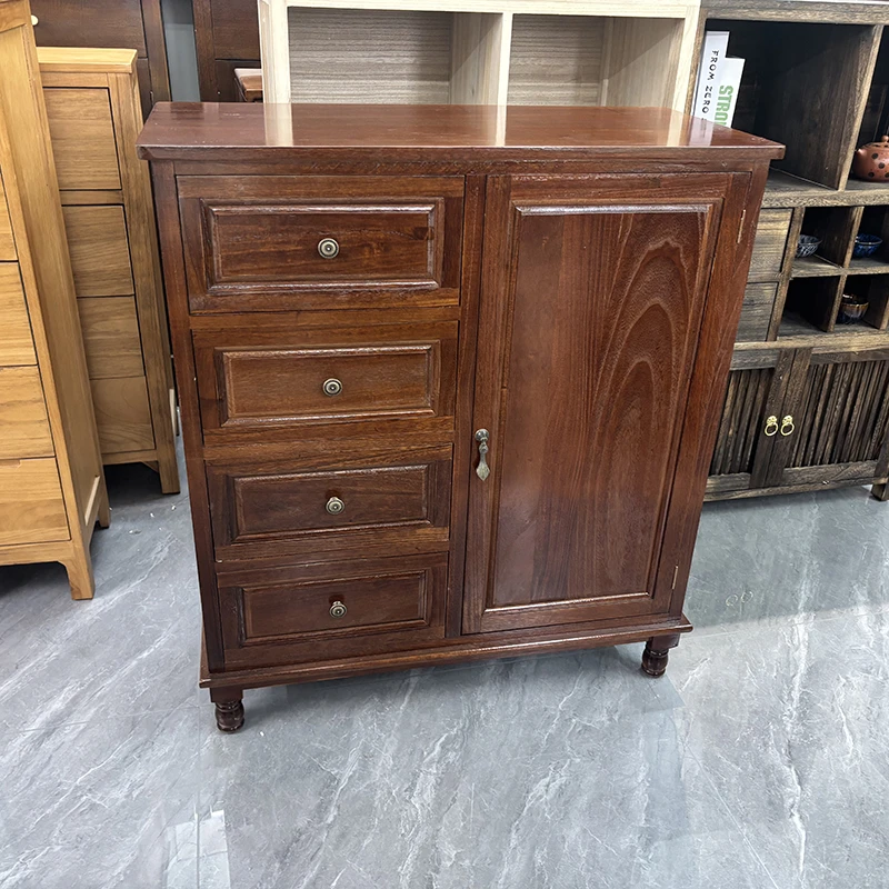 长80宽38高90cm红胡桃色餐边柜客厅储物柜整装发货中式置物