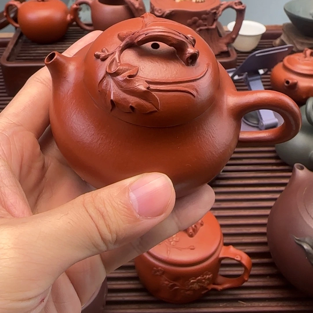 用***5紫砂茶壶朱泥全手工文旦小葡萄