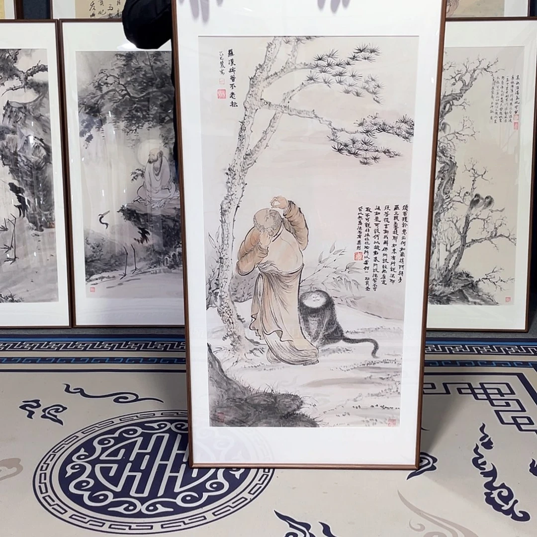 国画手绘画作品带框60/120
