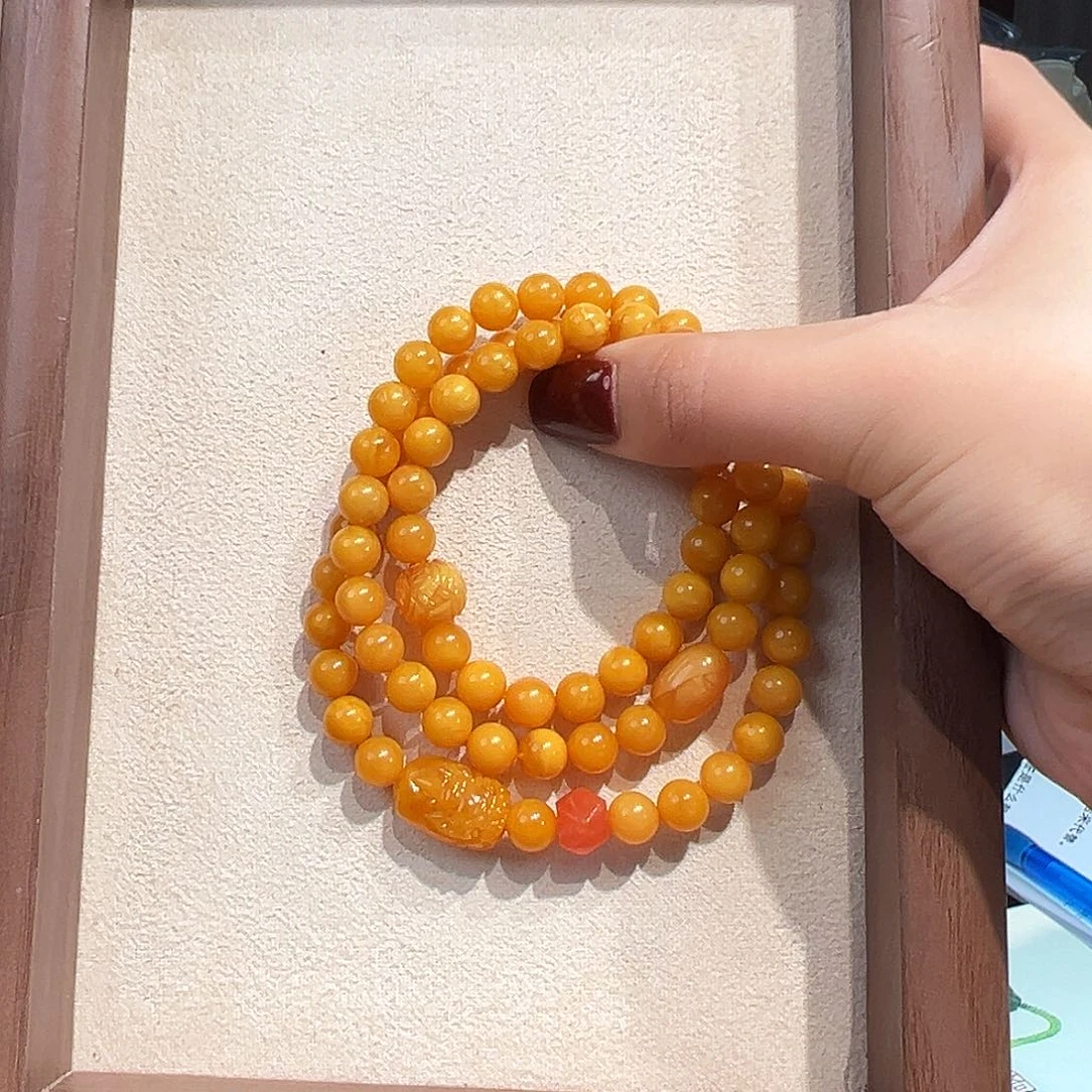 手链蜜蜡未镶嵌7.6mm蜜蜡手串