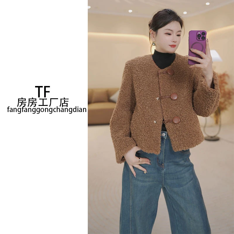 房房推荐-6619 长袖单排扣秋季女保暖冬季短外套秋冬上衣短款羊毛