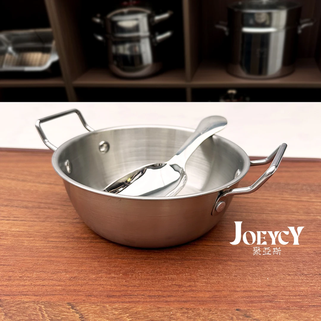 特厚不锈钢加厚韩式双耳米酒碗大头勺学生宿舍碗户外家用勺子便携