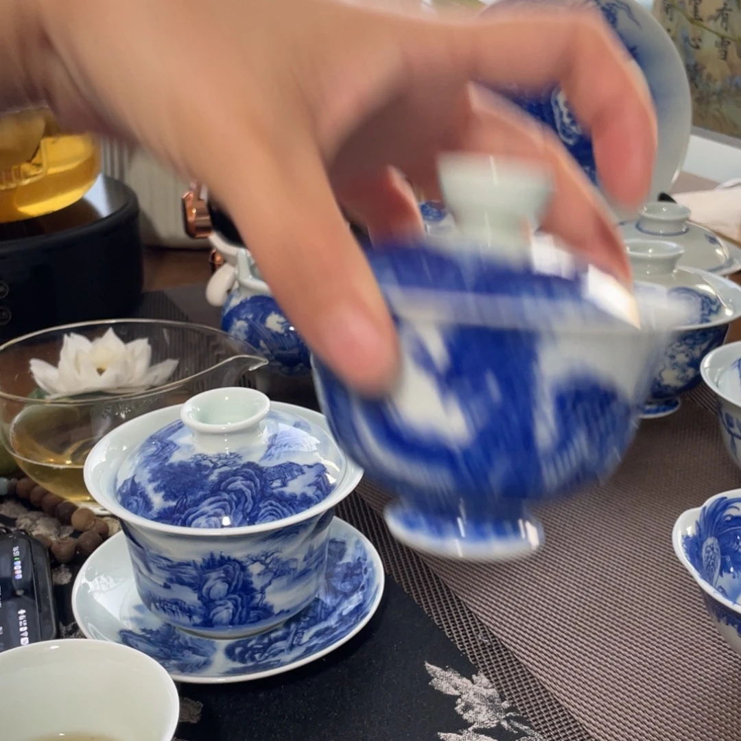 “***”青花凤凰盖碗盖碗盖碗