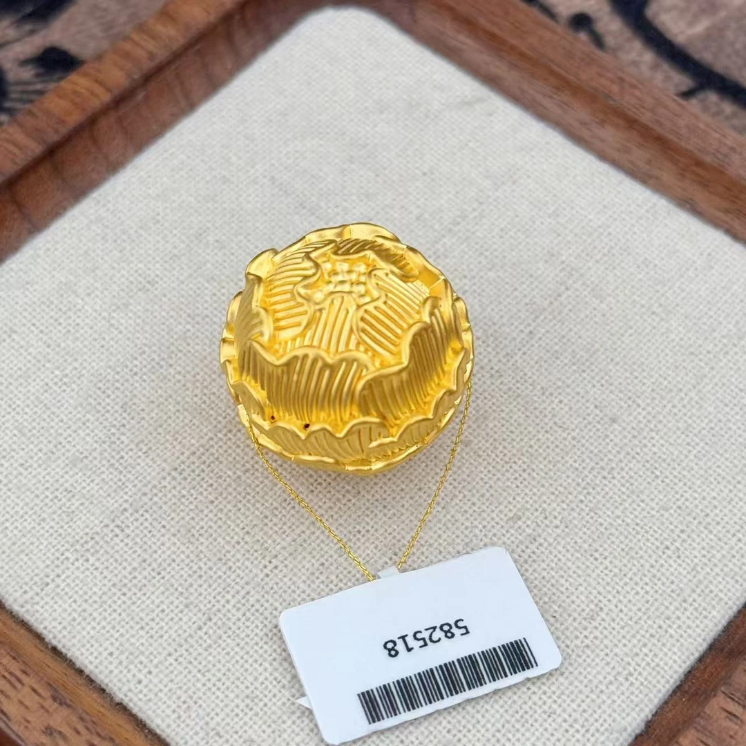 【小鹏黄金】足金999 新中式錾刻牡丹花圆珠吊坠3.85 3.87 3.92