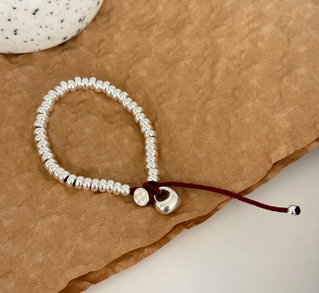 国风时尚简约编织红色小众女盘缠秤砣平安扣手链