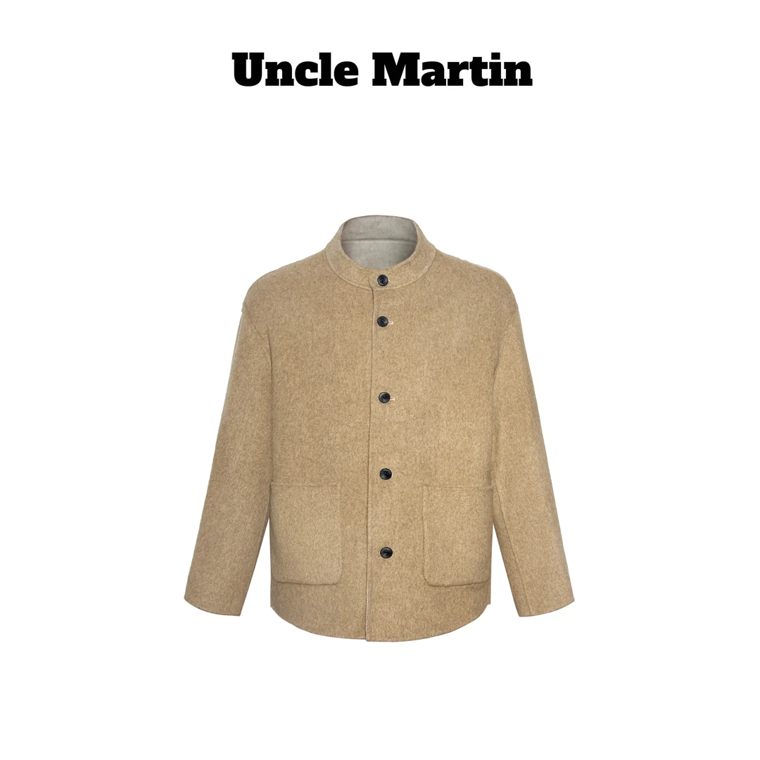 马丁叔叔 25新款 秋季双面穿毛呢外套立领男款大衣-75650