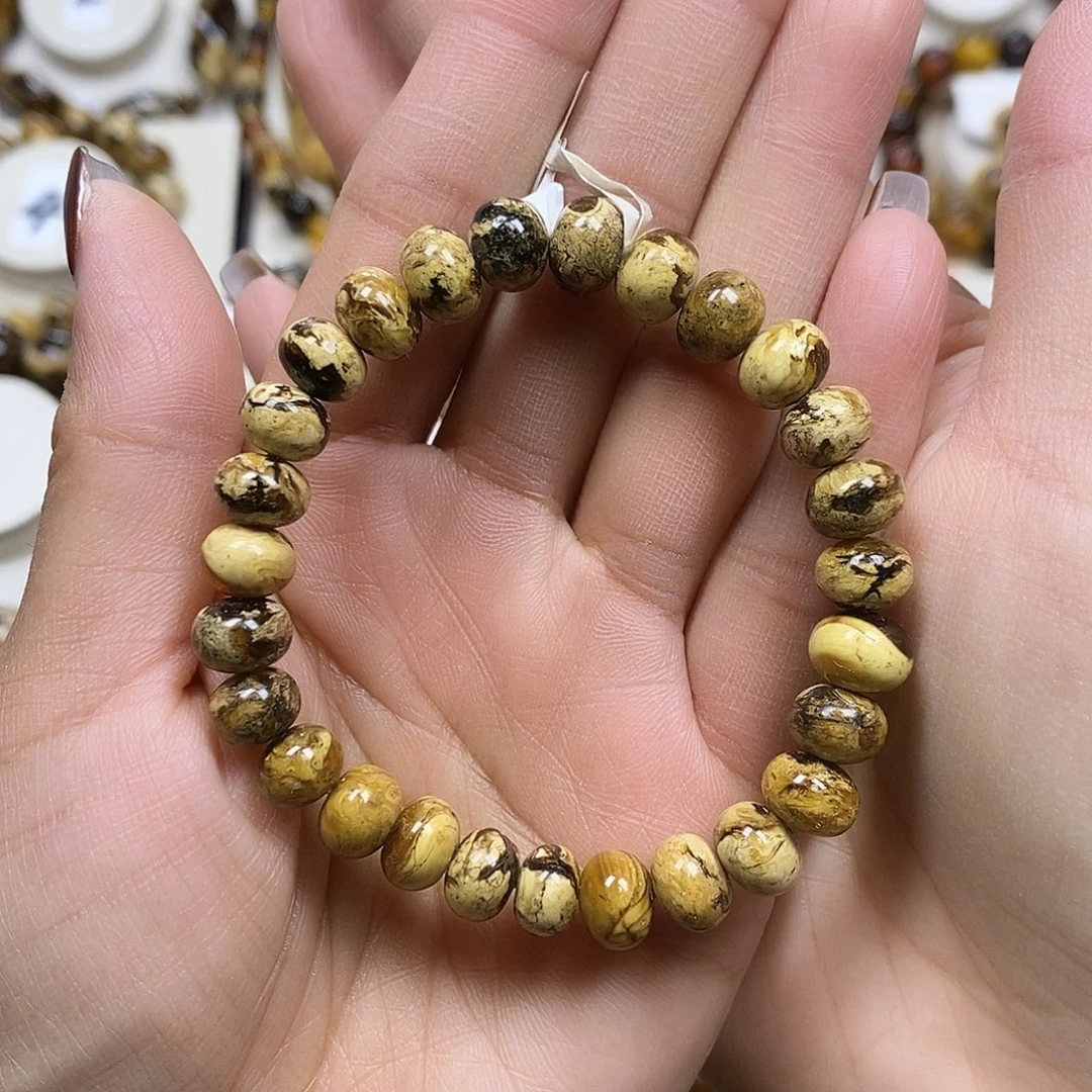 琥珀未镶嵌裸石干白花8+