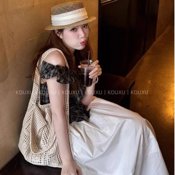 法式上衣高级感减龄格纹荷叶边衬衫休闲简约纯色半身裙女宽松长裙