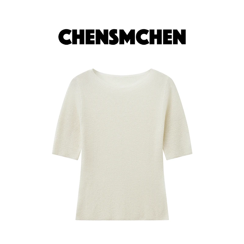CHENSMCHEN100绵羊毛简约纯色针织衫女休闲百搭显瘦上衣CSZ7214MX