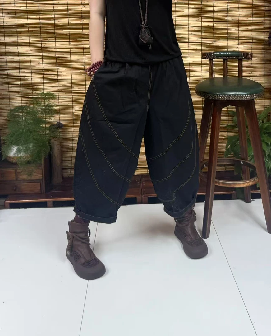 7739弧形明线休闲裤（长85左右，90-160斤）