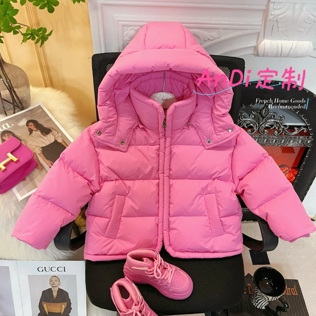 〖ANDI〗订制冬季新款中大童女童韩版纯色连帽羽绒服3406
