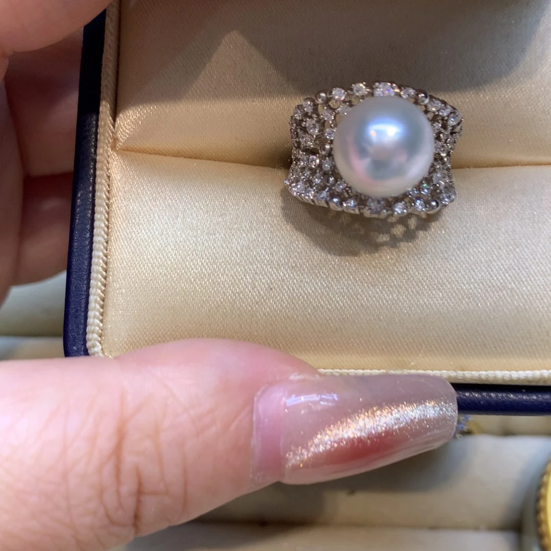 银S925镶嵌戒指海水珍珠