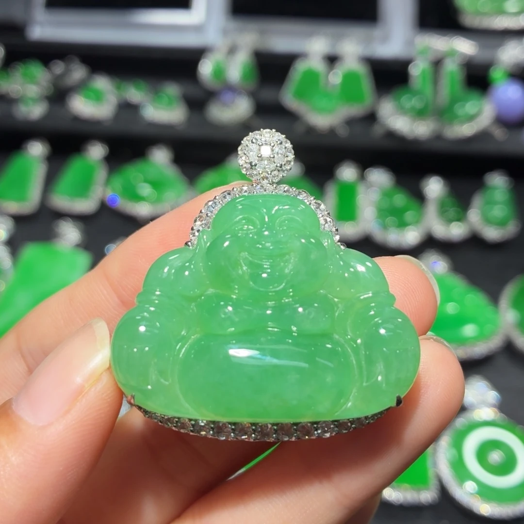 翡翠18K金镶嵌吊坠(不含链)150号