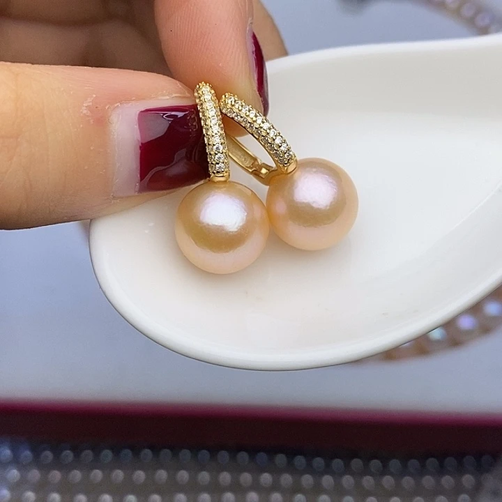 颈饰淡水珍珠银S925镀金镶嵌11-12