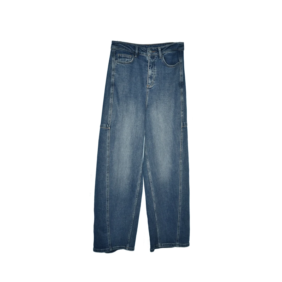 【爱恩季】25春夏新品轻奢美式休闲弯刀阔版牛仔裤