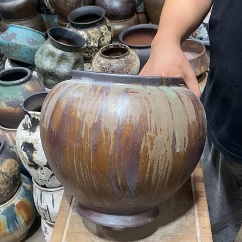 紫砂花盆口19高度26南瓜