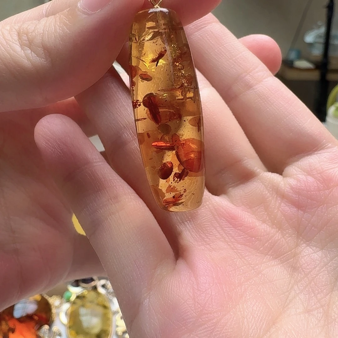 琥珀未镶嵌耳饰吊坠