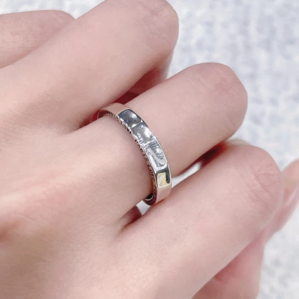 925银戒指 925银 戒指 冷淡风字母切棱戒指925