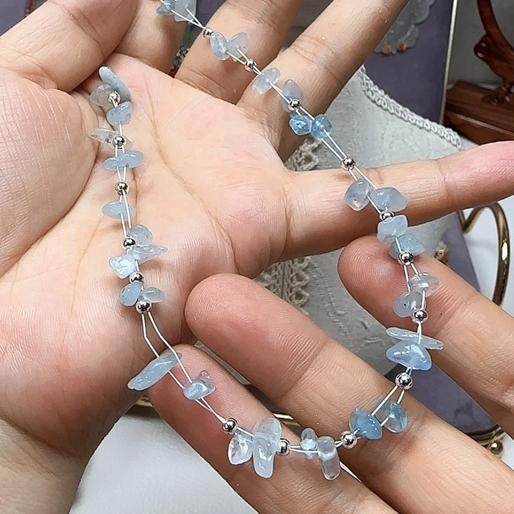 海蓝宝石颈饰未镶嵌飘****?