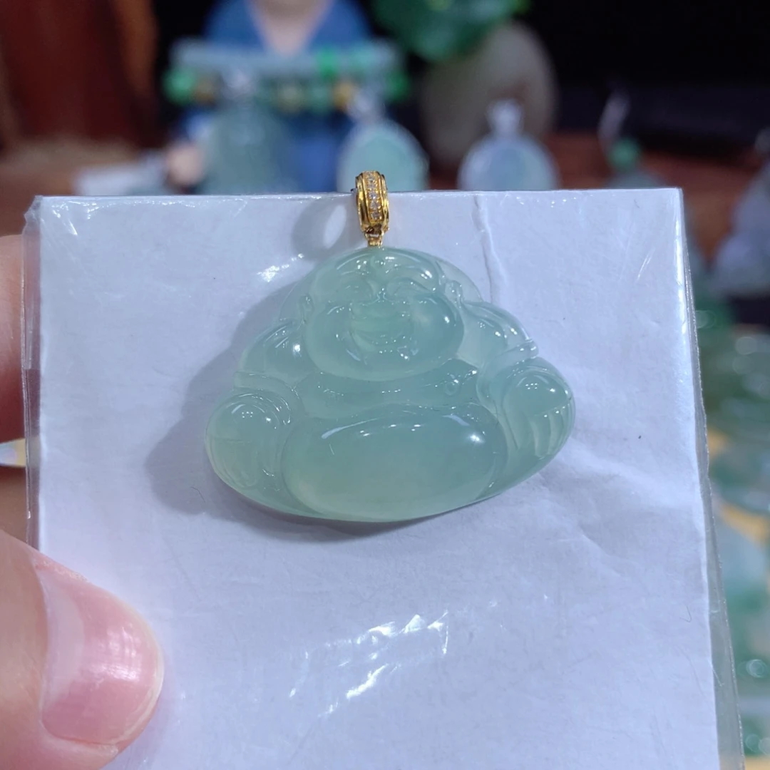 翡翠18K金镶嵌吊坠(不含链)佛公