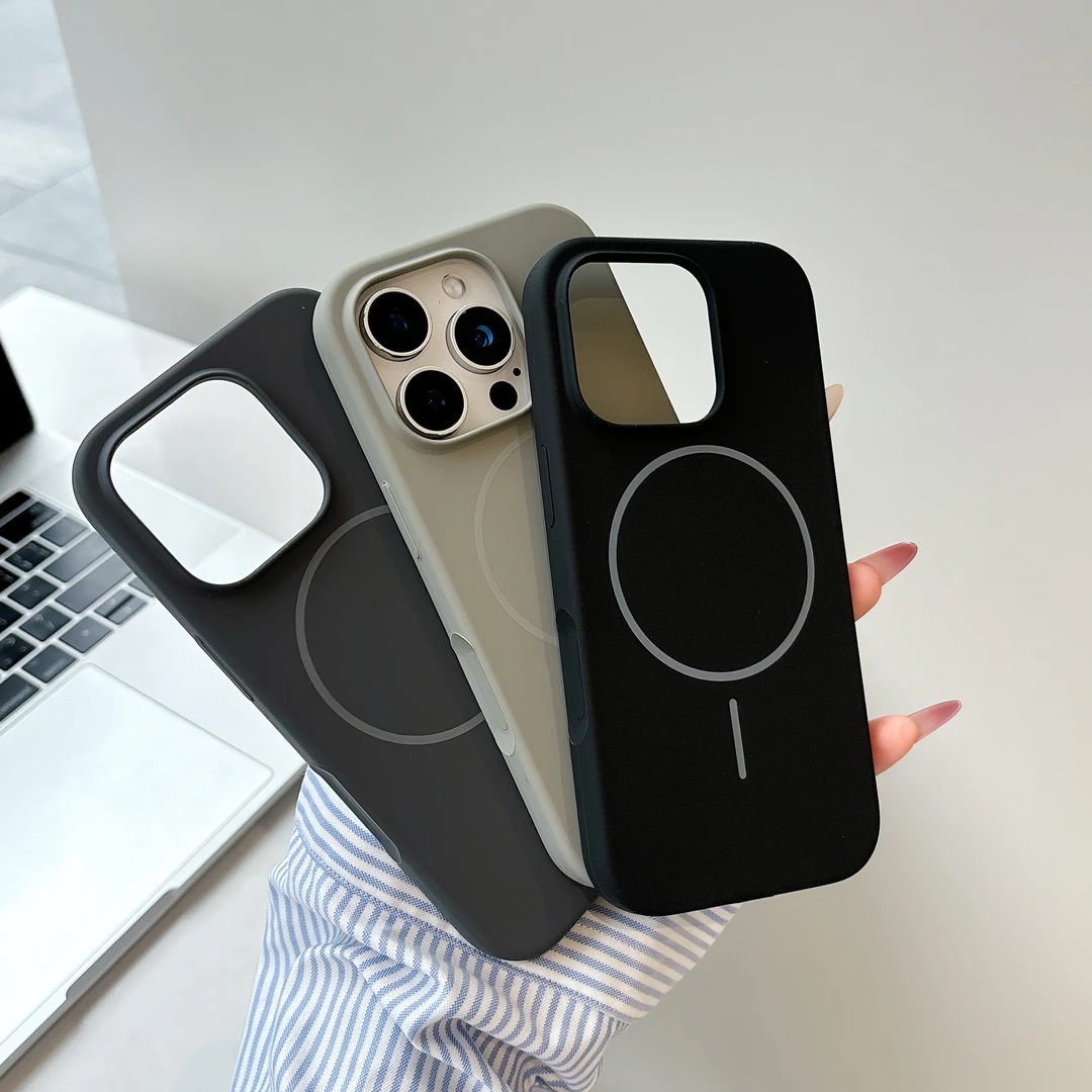 适用苹果16手机壳简约高级质感柔润磁吸软壳