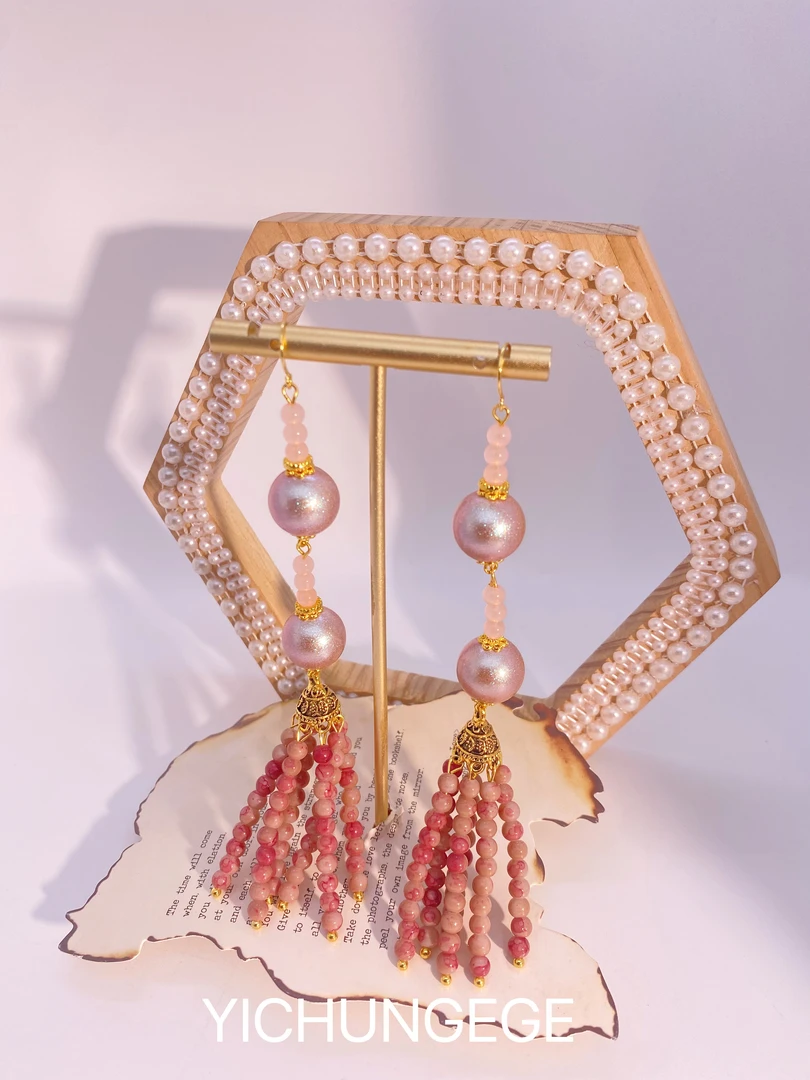 YI CHUN GE GE 铜合金耳饰 原创设计轻奢时尚紫色甜美仙女耳饰