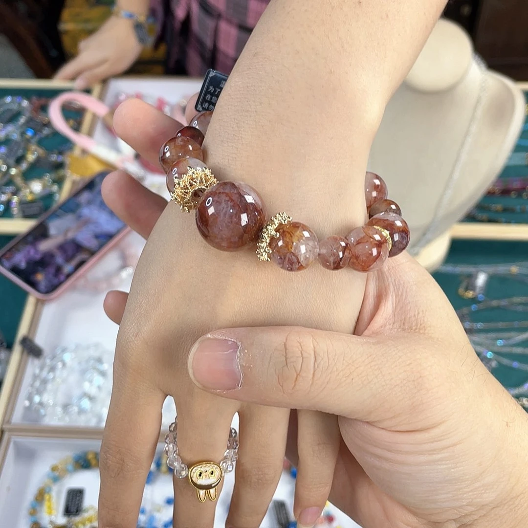 水晶手链银S925镀金镶嵌