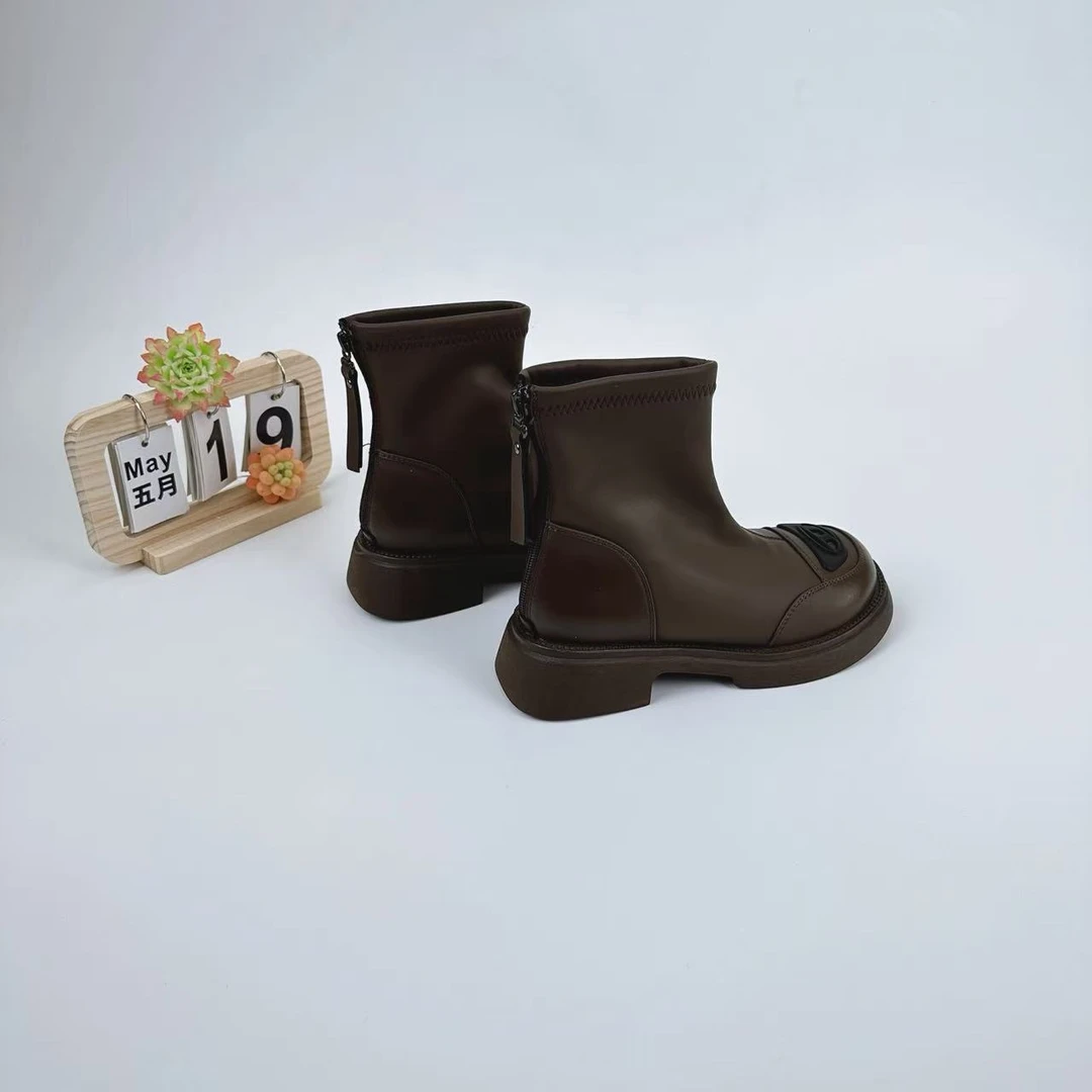 小强家女鞋  显瘦气质韩版短靴圆头女（A644-68-2）（F343340448-20）