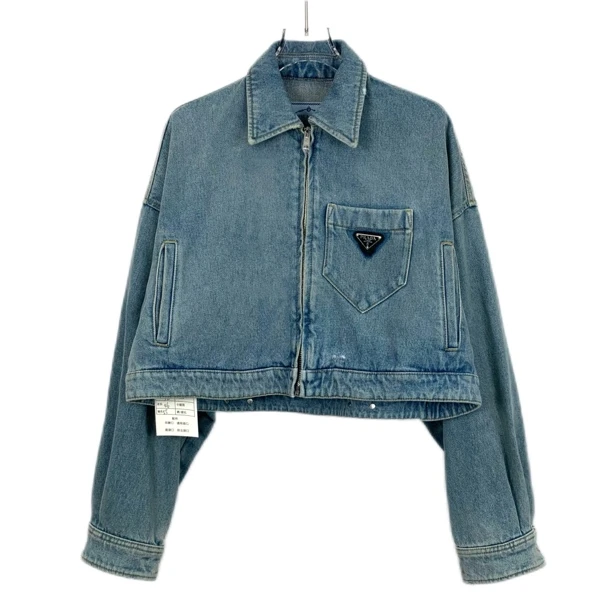 99新 Prada/普拉达 H13985 蓝色三角标牛仔外套 S