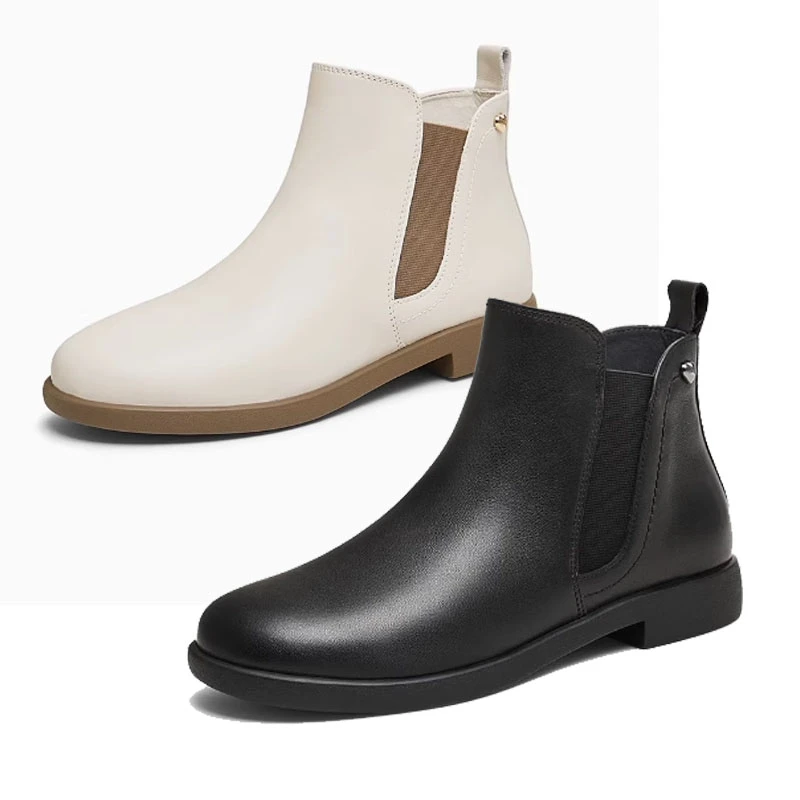 2024冬季新款法式通勤切尔西靴女靴子牛皮低跟女短靴7BJ46DD4