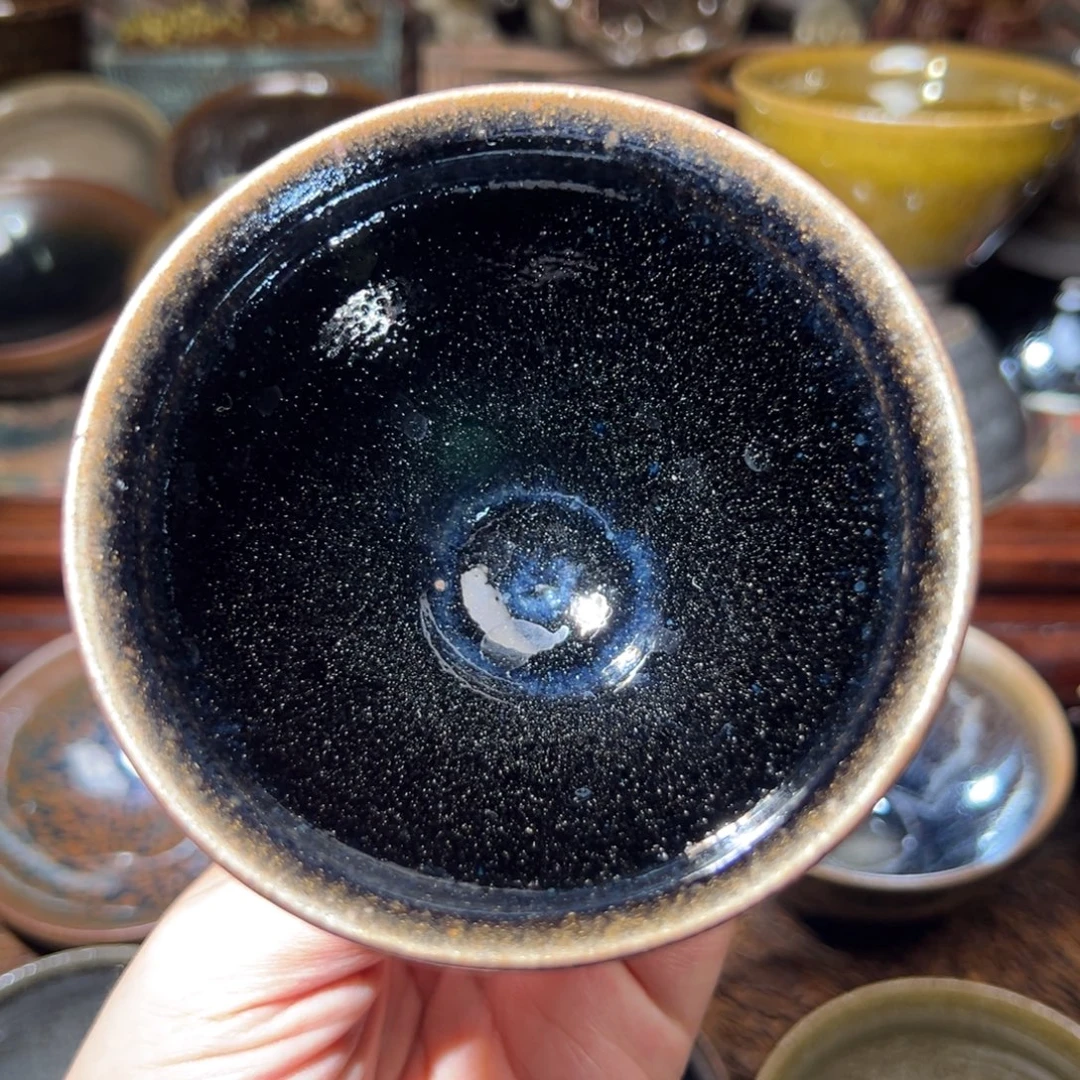 棉麻池恩比七星窑窑变束口盏