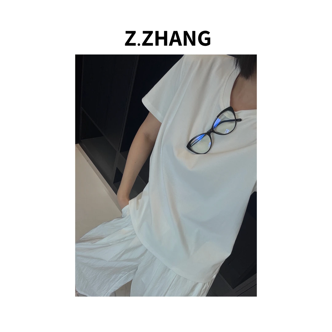 ZZHANG衣橱老朋友极简正肩100棉T恤休闲百搭显瘦包容