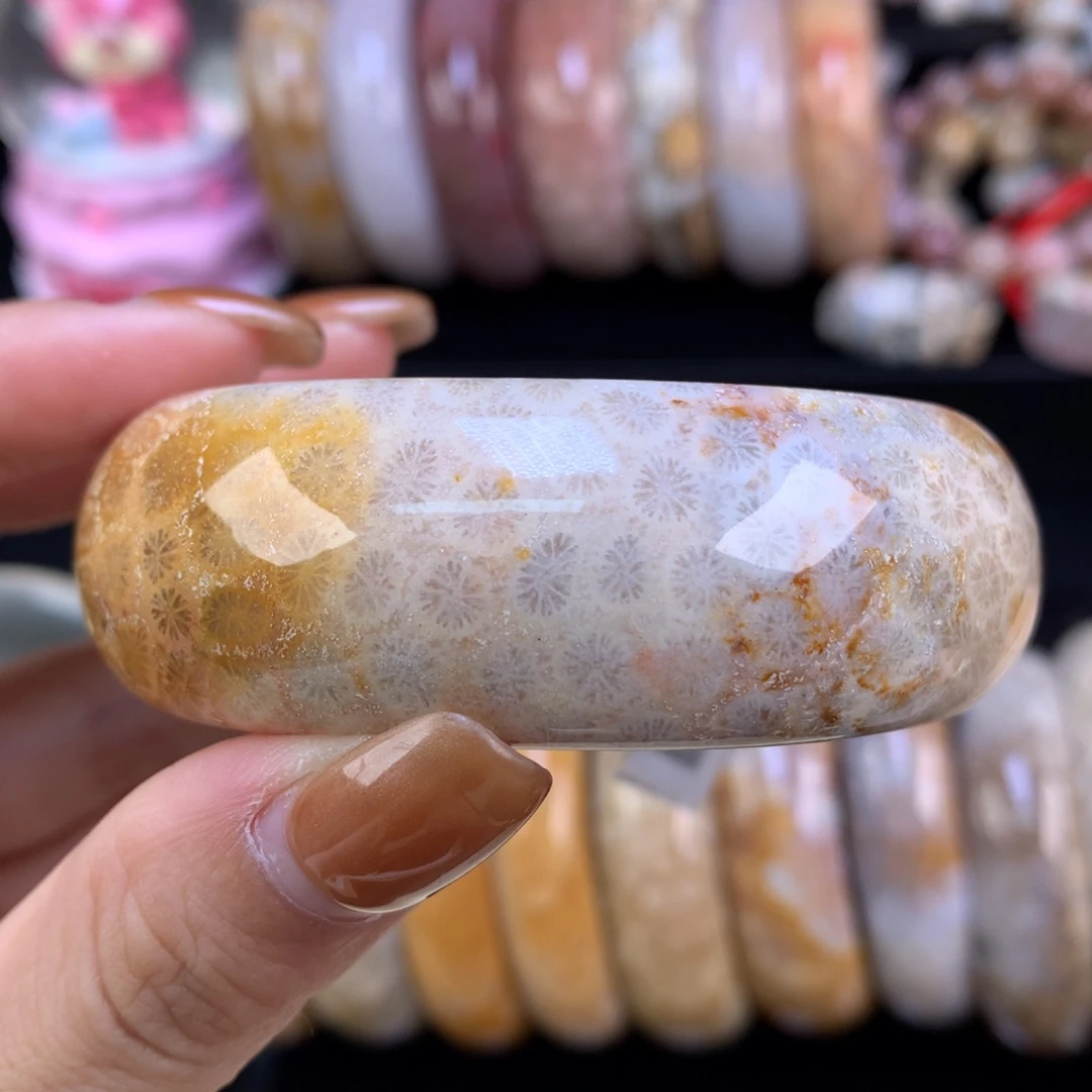 硅化珊瑚（珊瑚玉）未镶嵌颈饰福利手镯54.2口（44号）