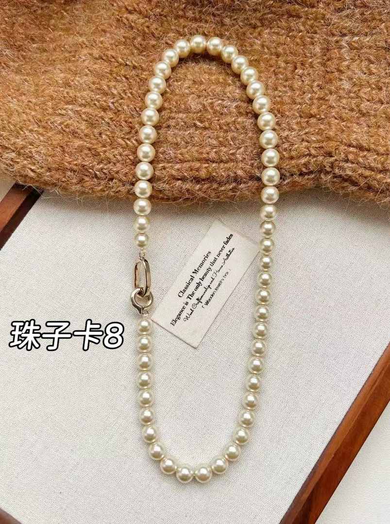 铜合金仿珍珠项链 XL-77爆款气质简约大气卡其色珠珠项链