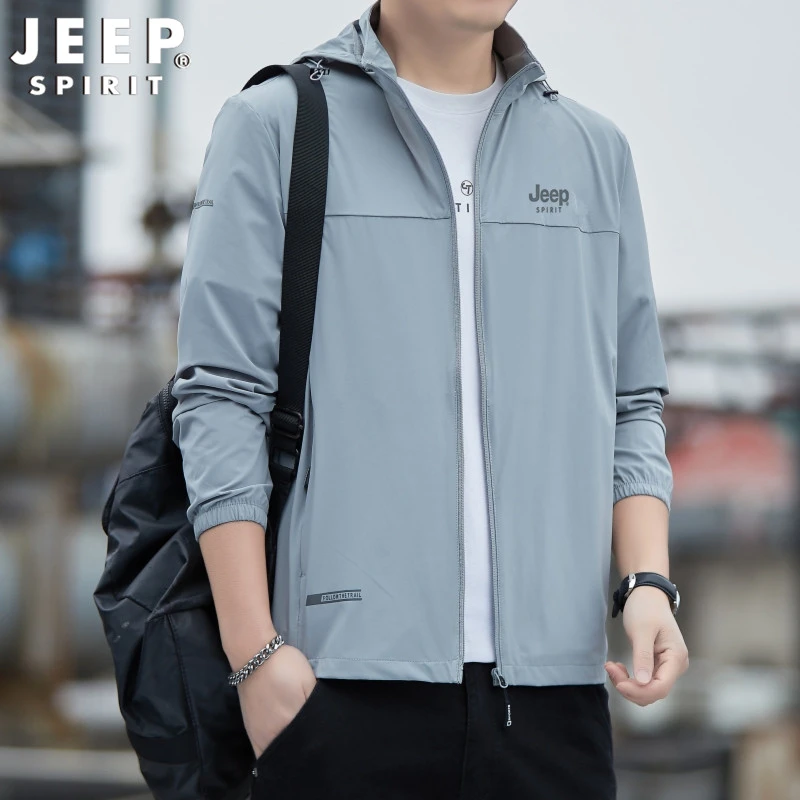 吉普防晒衣男士夏季新款户外休闲旅游防紫外线薄款冰丝速干外套