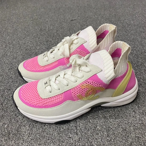 99新 Chanel/香奈儿 99新/38码/粉色糖果色编织运动鞋/BF01130