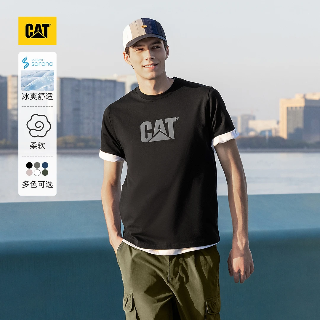 CAT卡特25春夏新品男士户外休闲反光logo印花短袖T恤T2683