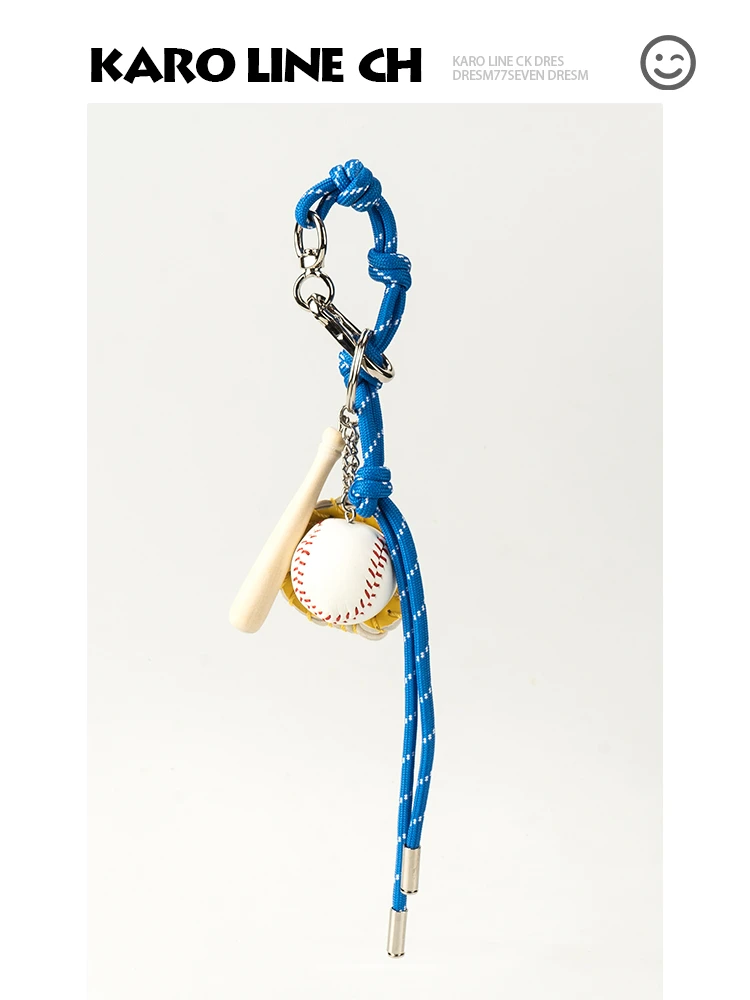 博主同款日韩个性创意棒球情侣包包钥匙扣挂链挂件挂包手机链饰品