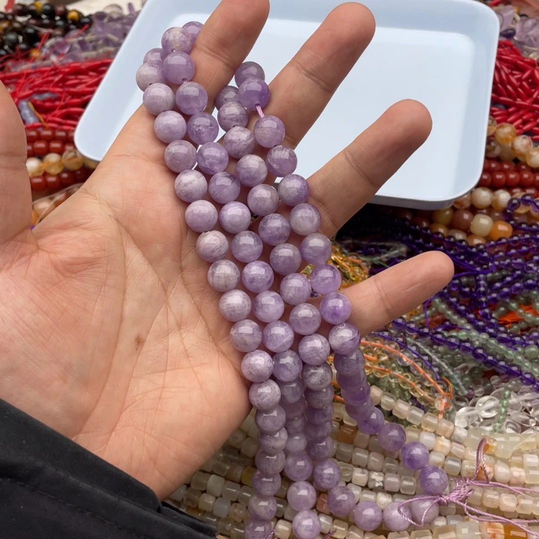 玛瑙/玉髓珠宝半成品未镶嵌一条装10mm紫水圆珠