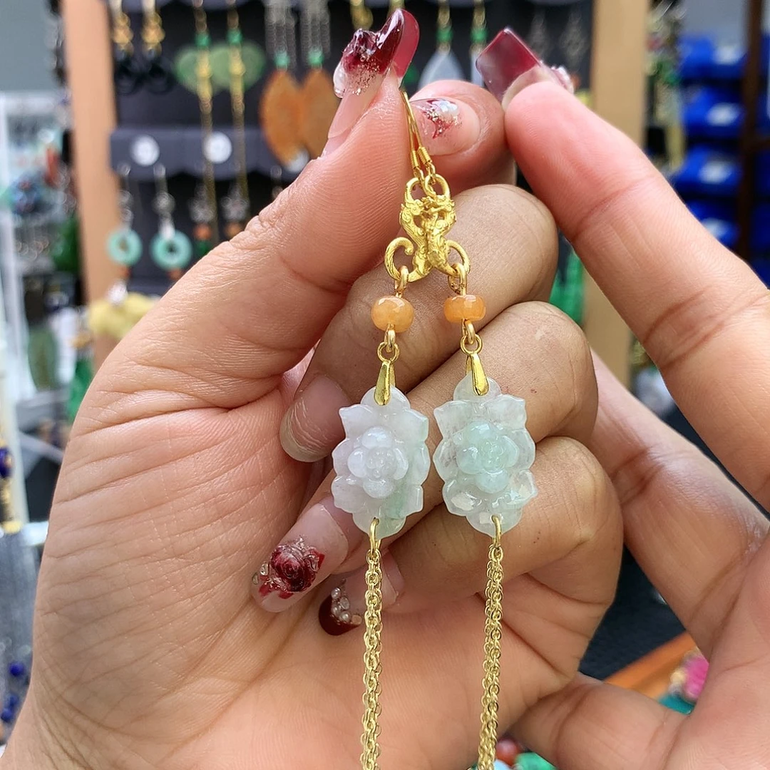 【闪购商品】翡翠耳饰银S925镶嵌耳坠