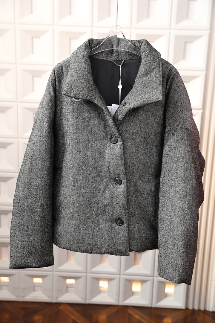 秋冬新款简约95白鹅绒短款绵羊毛羽绒服外套