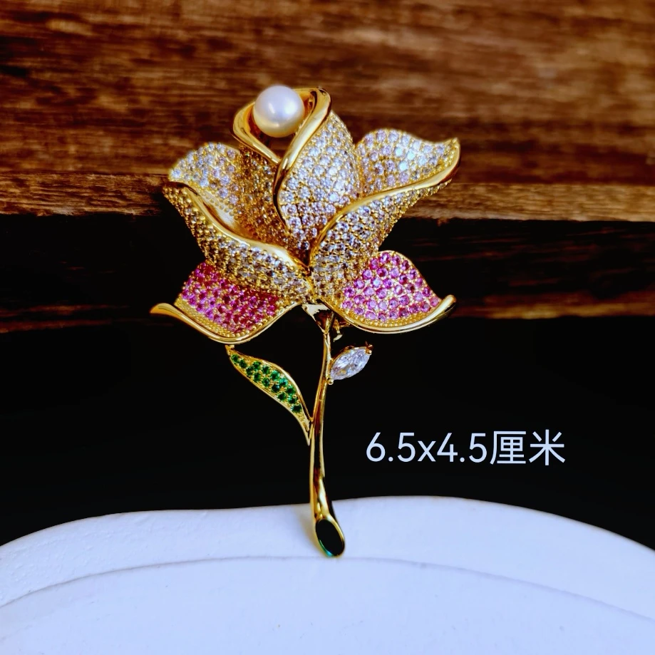 铜合金胸针 694 时尚百搭款玫瑰花胸针