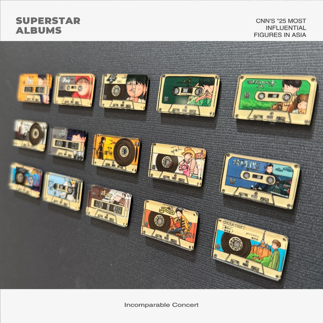 周杰伦卡通磁带15个专辑冰箱贴卡通可爱亚克力创意冰箱贴